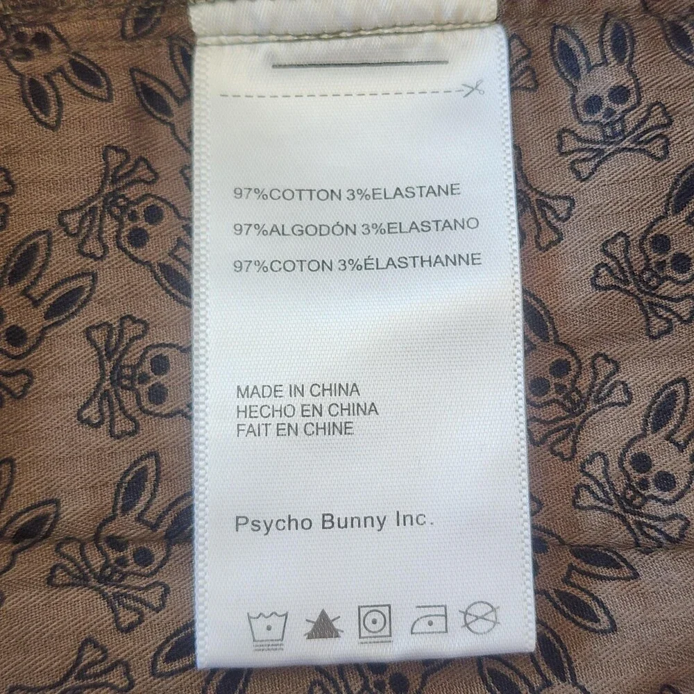 Psycho Bunny Pants Mens XL Green Jogger Elastic Waist Logo Skull Stretch Casual